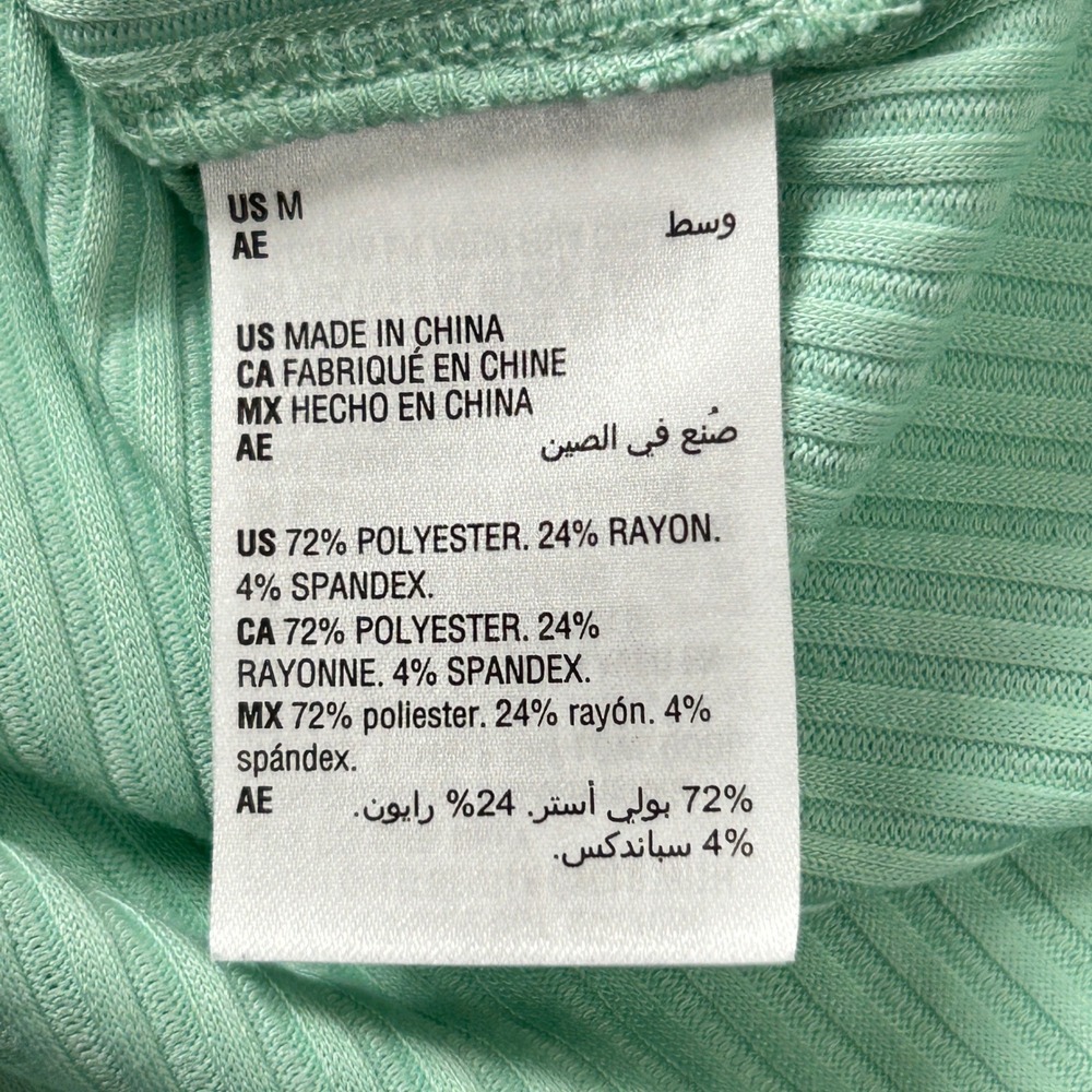 Bar III Green Ribbed Front Belt Scoop Neck Short Sleeve Top Size M - Picture 4 of 11